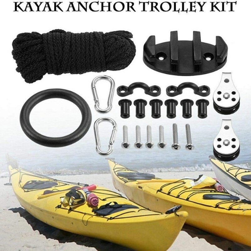 Anchor Trolley Kit 1 Set Inflatable Sturdy Kayak Canoe Anchor Car Kit System with Accessory