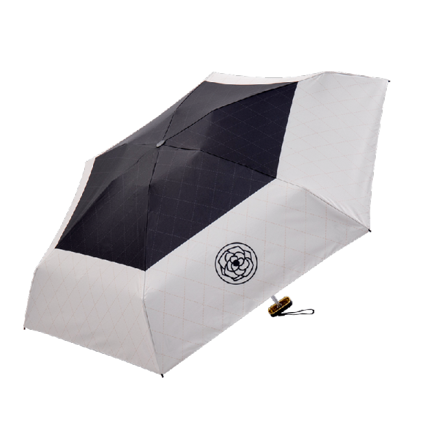 Ardeco kvinder paraply mini fem fold fladt håndtag sort belægning sol folde paraplyer udendørs børn lys: Splejsning