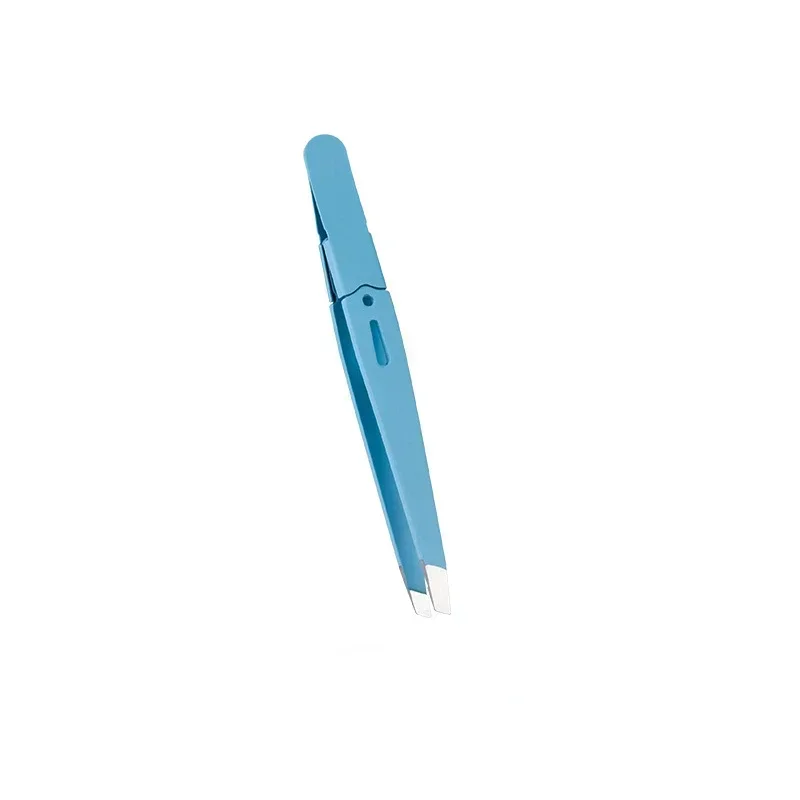 Eyebrow Tweezer Colorful Hair Beauty Fine Hairs Puller Stainless Steel Slanted Eye Brow Clips Removal Makeup Tools: Blue