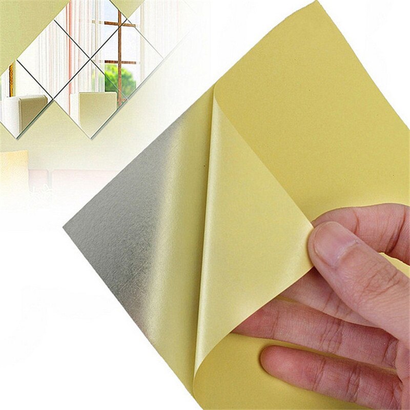 Espejos adhesivos fondo de pared para baño, hogar, vinilo, arte, Mural, decoración para habitación, autoadhesivo, películas para muebles, espejo: 1pcs