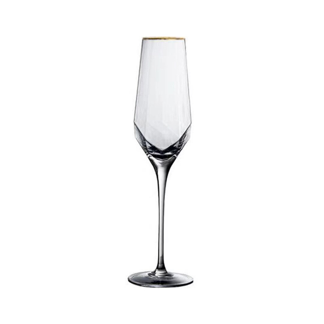 Rødvinsglas diamantformet hamret glas med guldkant nordisk vintage krystalglas med guldkant champagneglas: B