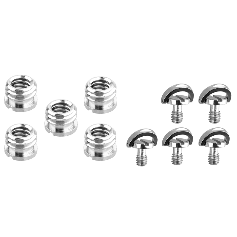 5 Stuks 1/4 Inch Tot 3/8 Inch Convert Schroef Standaard Adapter &amp; 5 Pcs 1/4 Inch Quick Release plaat Montage Schroef: Default Title