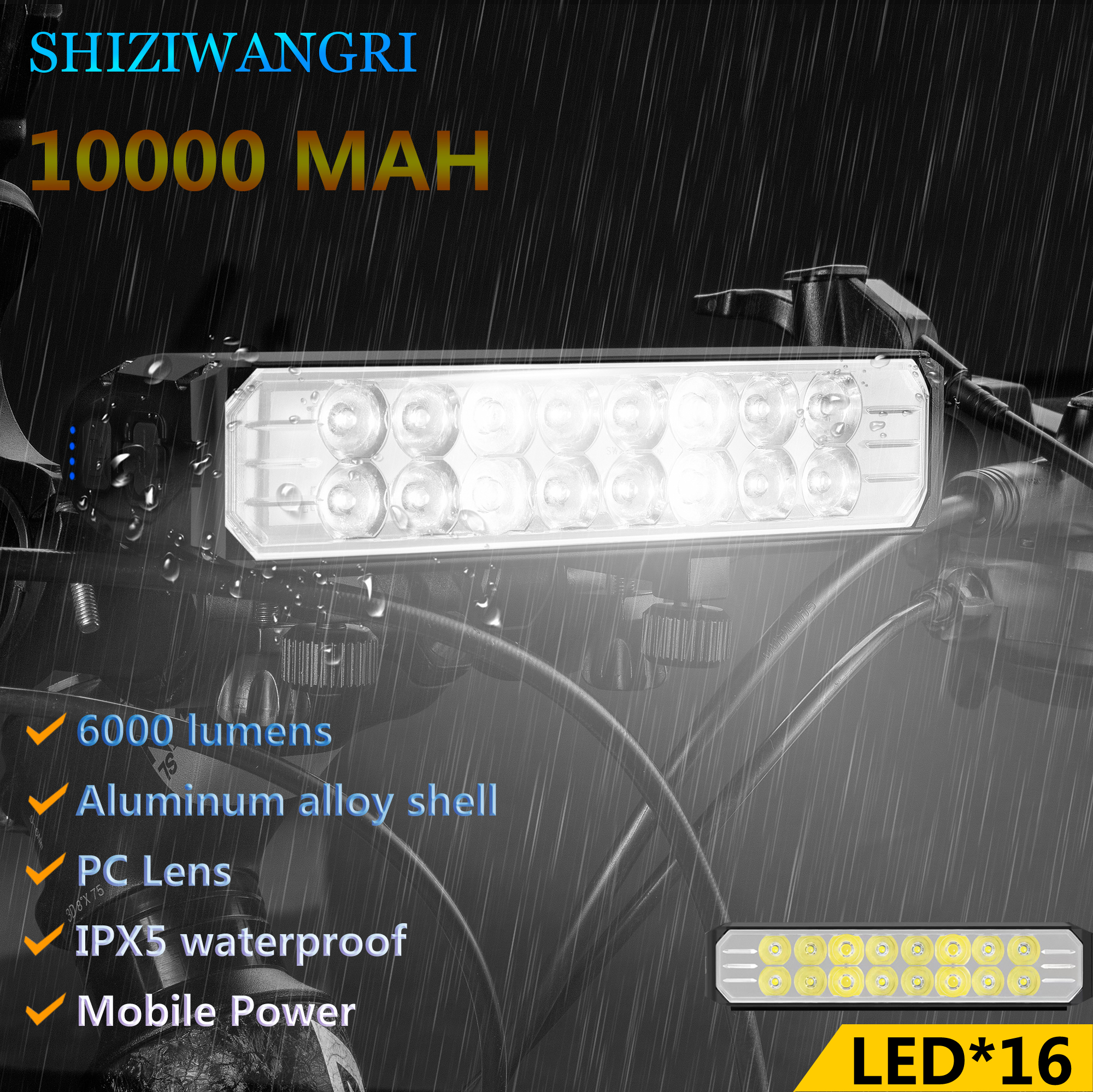 Fiets Licht Voor 5200LM Led Licht Voor Fiets 8000Mah Mountain Cycle Koplamp Lamp Mtb Fiets Licht Usb Zaklamp Super brigh