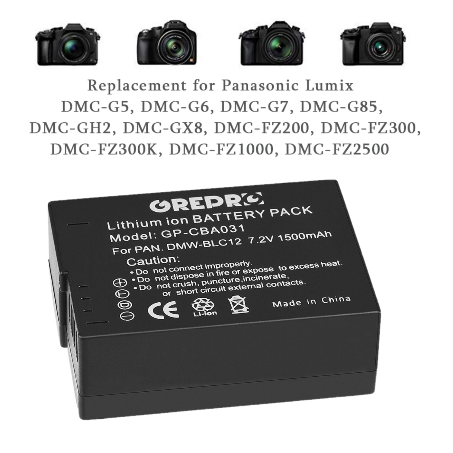 3X1500Mah DMW-BLC12 Batterij Voor Panasonic Dmw BLC12 BLC12PP BLC12E Lumix Dmc FZ1000 FZ200 FZ300 G85 G5 G6 g7 GH2 GX8