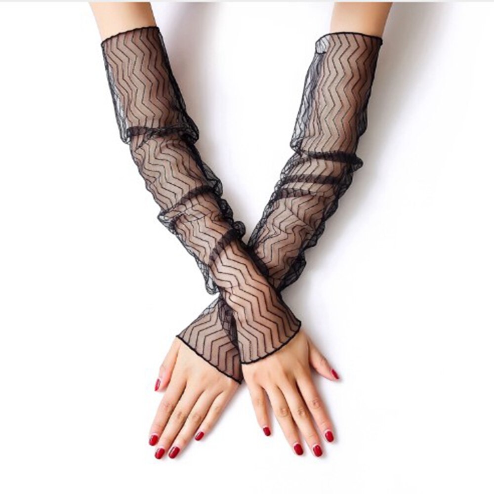 Gants de conduite à manches longues en dentelle pour femmes, Protection solaire, respirants, à la , demi-doigt, chaussettes en gaze: 5