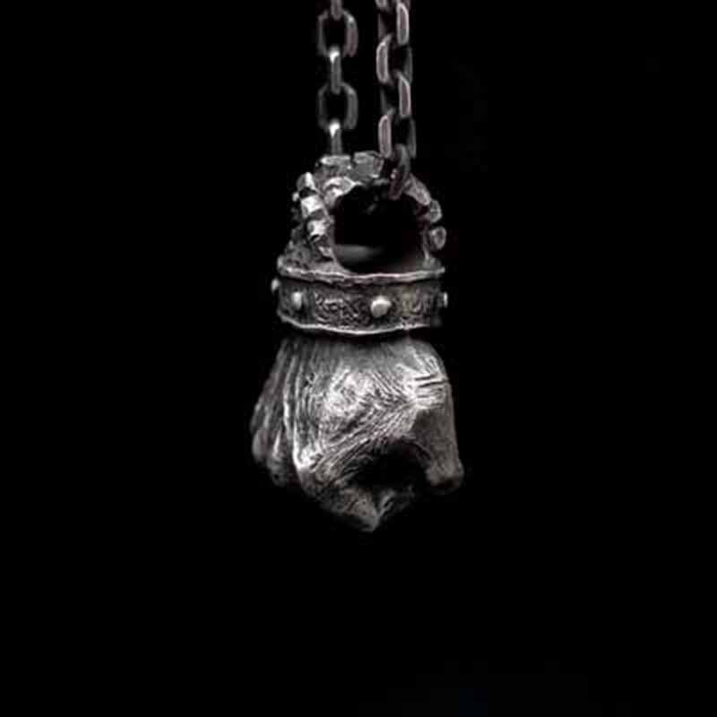 Charms Viking Dragon Skull Pendant Necklace Men's Biker Rock Punk Jewelry Antique Retro Chain OSDZ107: Rhodium Plated