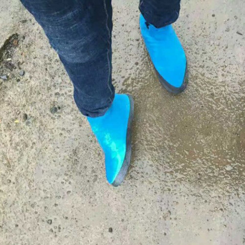 1 Pair Rubber Boots Shoe Cover Rubber Thicken Rain Reusable Elasticity Overshoes Anti-slip Waterproof Bike Boot Protector Covers