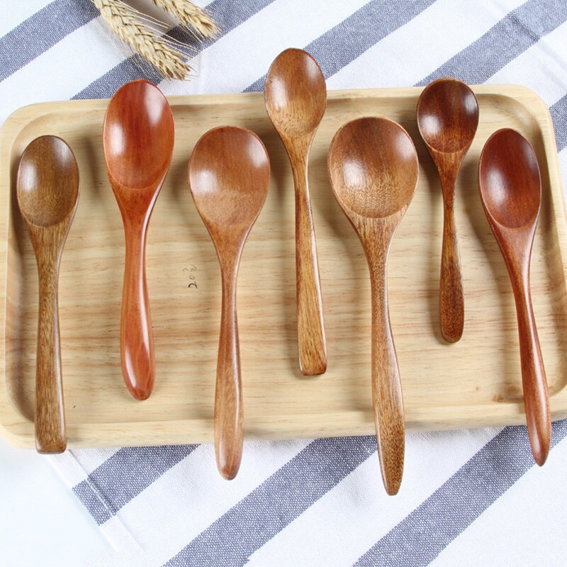 de cuchara de sopa de leche con miel de madera maciza, vajilla de madera con mango largo, cuchara para agitar el café, palo, juegos de accesorios de cocina