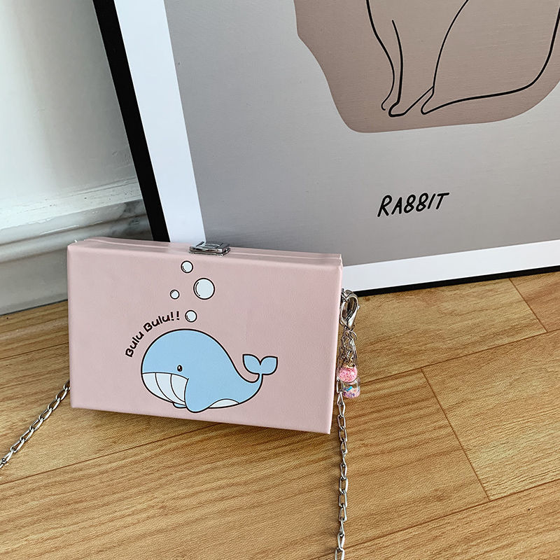 Cute Whale Pu Leather female Flap Clutch Shoulder Bag Crossbody Mini Messenger Bag For Women Bolsa