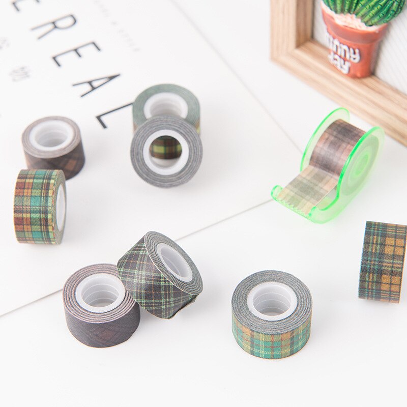 (12 stuks/partij) 12mm Vintage Mini Washi Tape Plaid Afplakband Kawaii Stickers voor DIY Scrapbooking