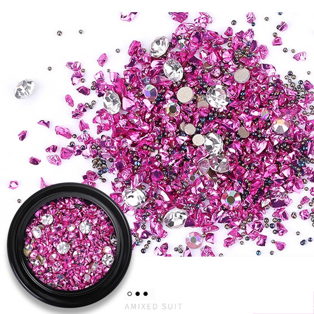 Nail art smykker luksus mine sort mikro bor hybrid sort knækket bor net rød 3d diamant krystal sand negle art dekoration: B -04