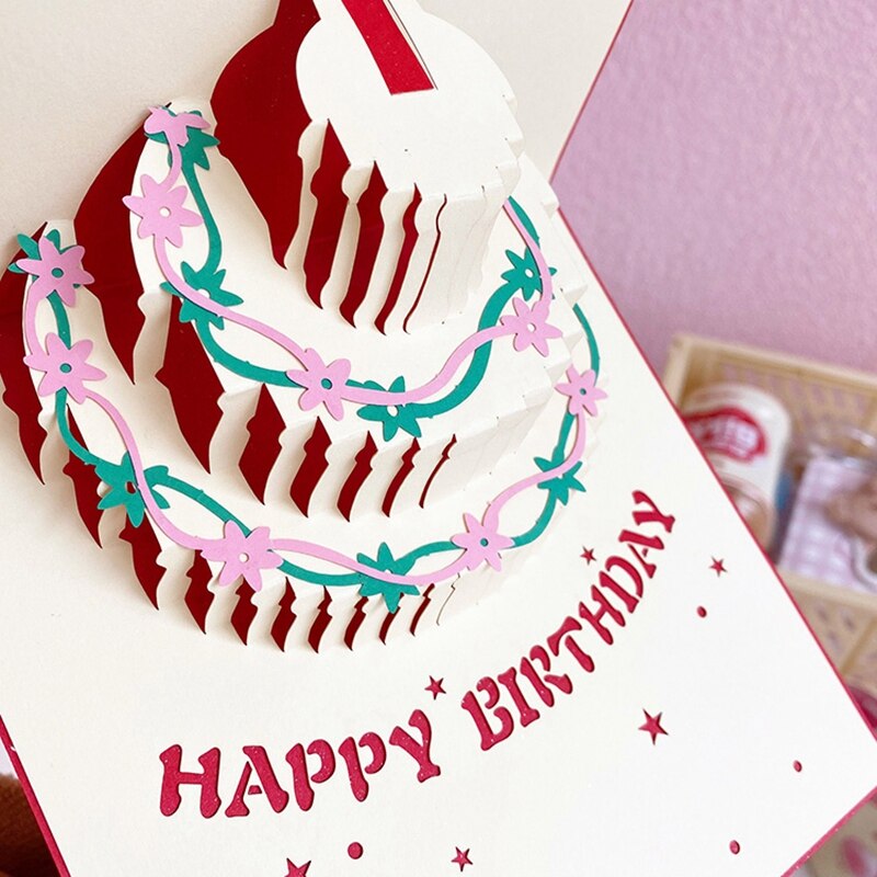 Three-dimensional Birthday Card 3D Pop-up Greeting Cards Happy Birthday Postcard Party Wedding Decorations Girl