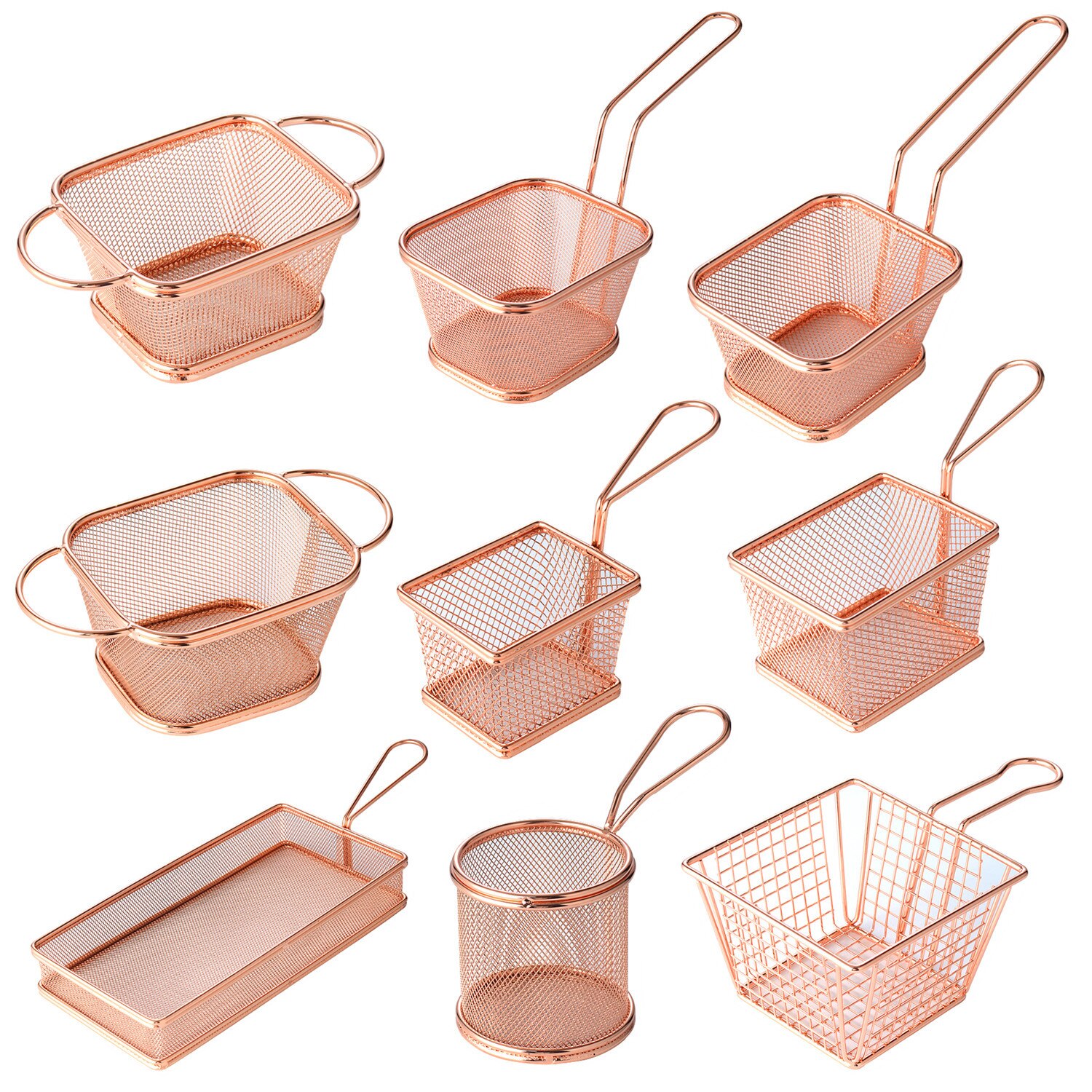Mini French Deep Fryers Basket Net Mesh Fries Chip Kitchen Tool Stainless Steel Fryer Home Mini French Fries Baskets Strainer