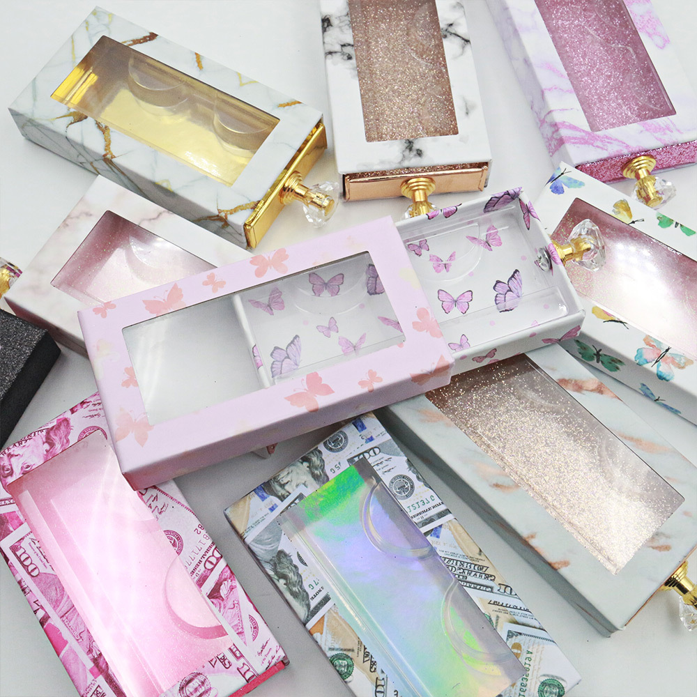 Wimper Verpakking 3d Mink Wimpers Bulk Lege Doos 25Mm Mink Wimpers Cases Valse Wimpers Lade Doos Diamant Handvat lade