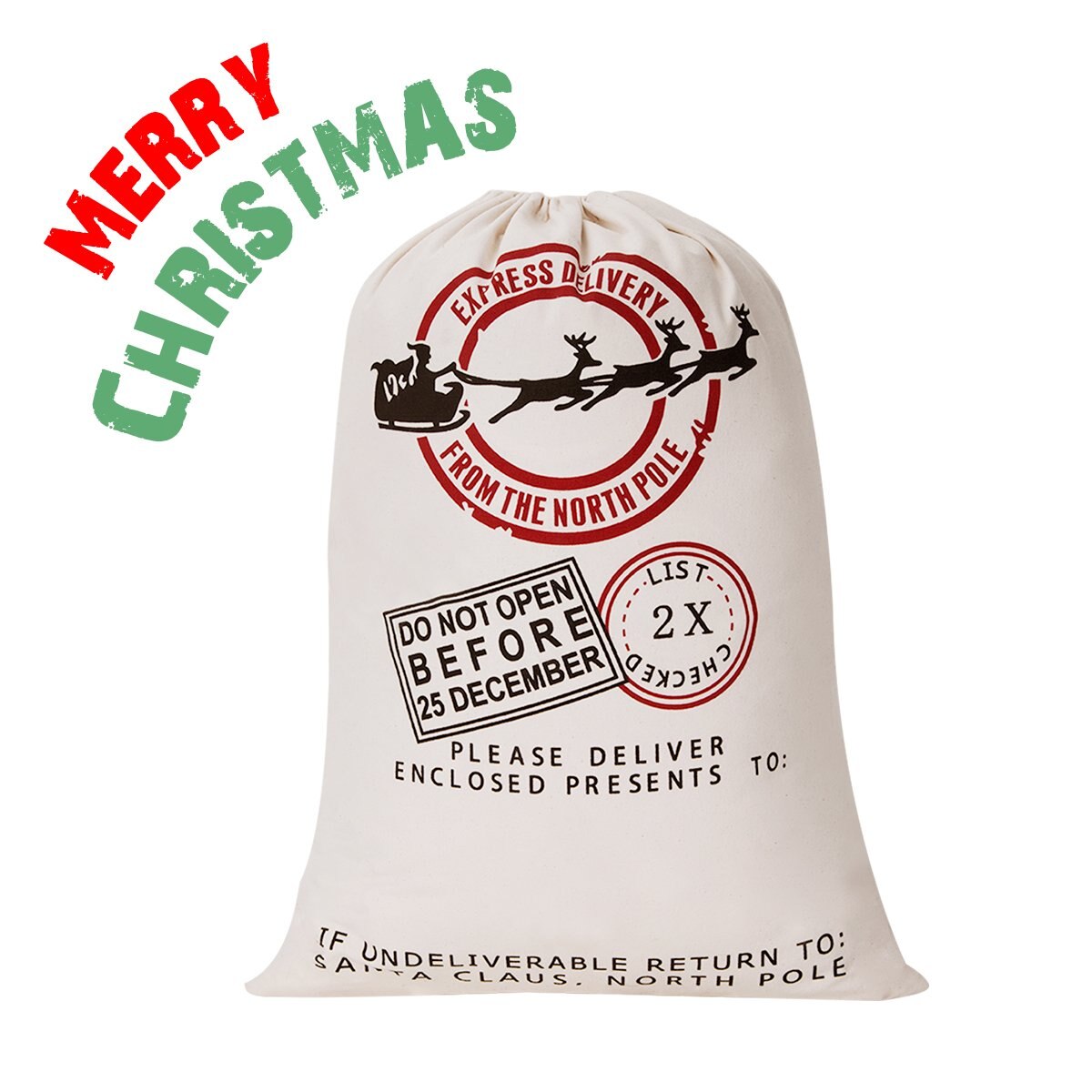 20X28 "Canvas Kerst Zakken Katoen Jute Santa Xmas Personaliseer Zak Snoep Houders: A
