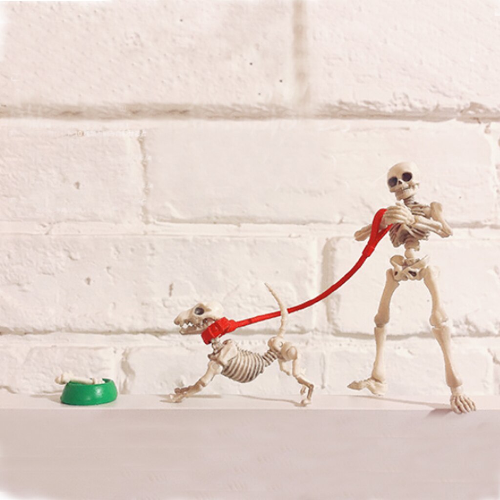 Miniature Skeleton Dog Bowl Bone Crafts Plastic Photo Props