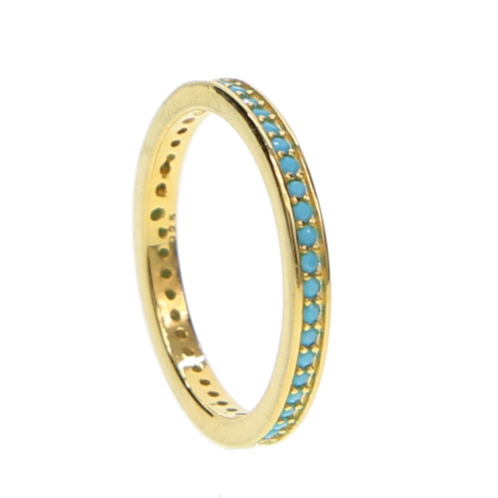 Shiny gold color delicate ring 925 Sterling Silver Turquoises Ring Female Casual wedding ring For Women stack Ring Jewelry