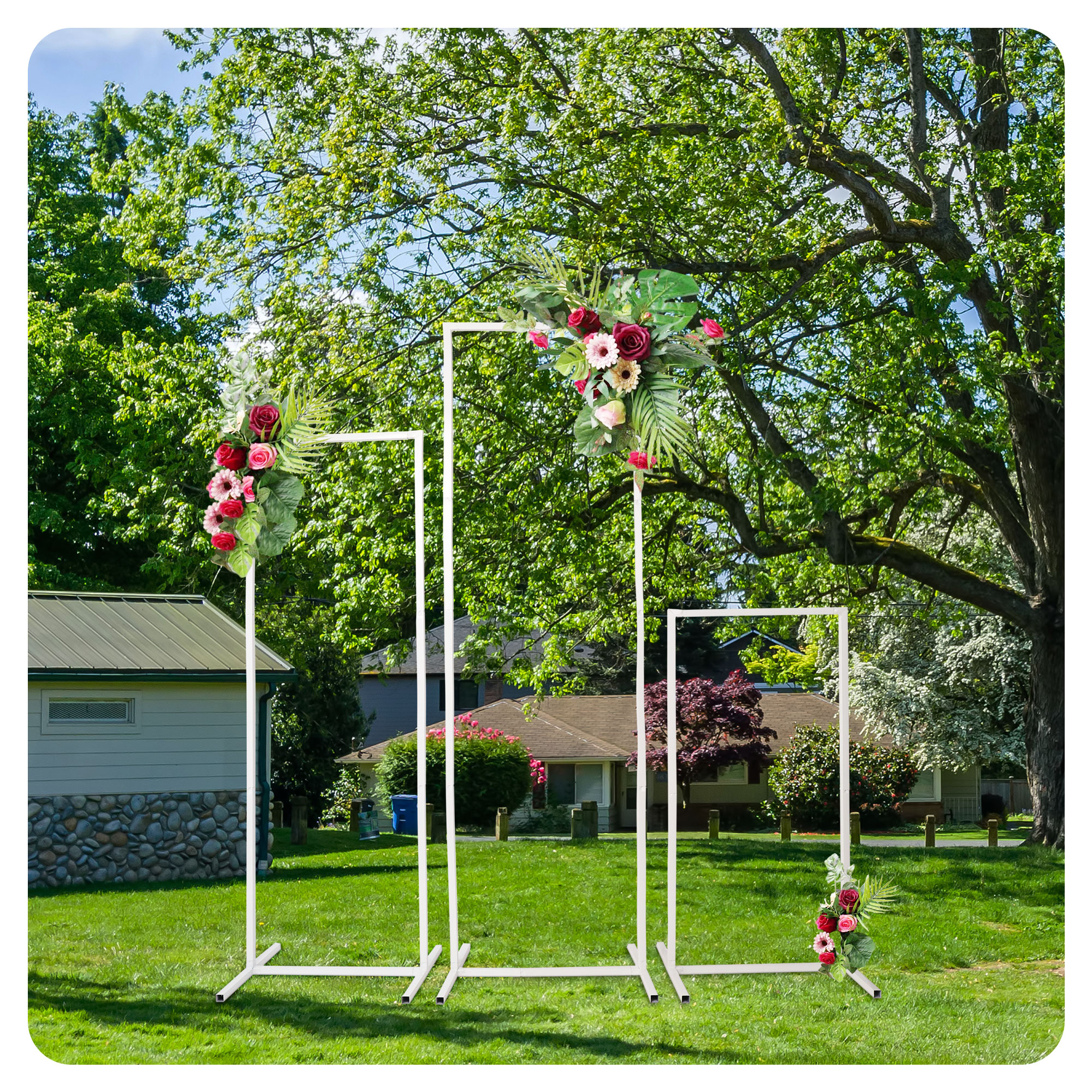 Arcos de boda, soporte cuadrado de arco de globos de Metal, soporte de fondo Rectangular para decoración de de cumpleaños y aniversario, despedida de soltera