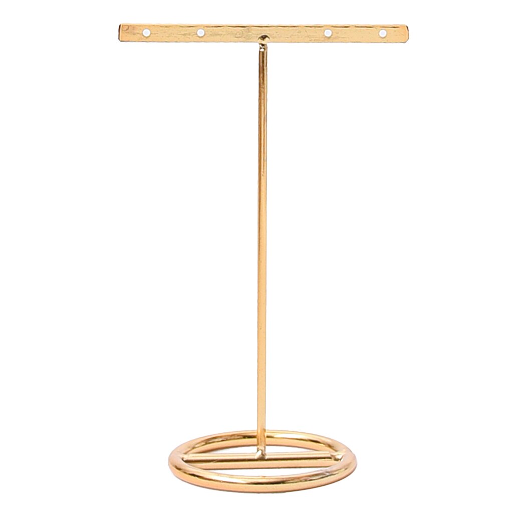 Metal Earring Display Stand Women Desk Jewelry Organizer Gold Color T-bar Ring Necklace Showing Shelf Jewelry Rack