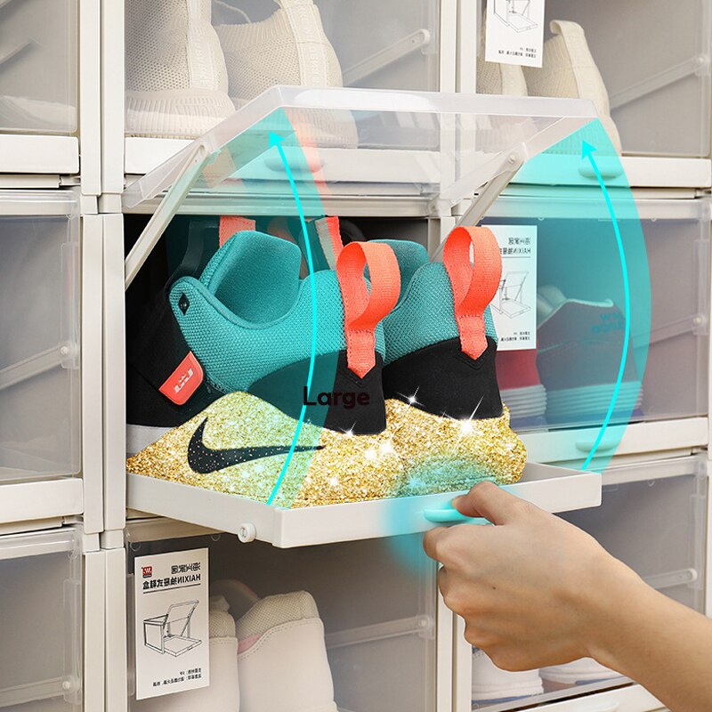 Transparent Shoe Box Storage Shoe Boxes Thickened Dustproof Shoes Organizer Box Can Be Superimposed Combination Shoe Cabinet