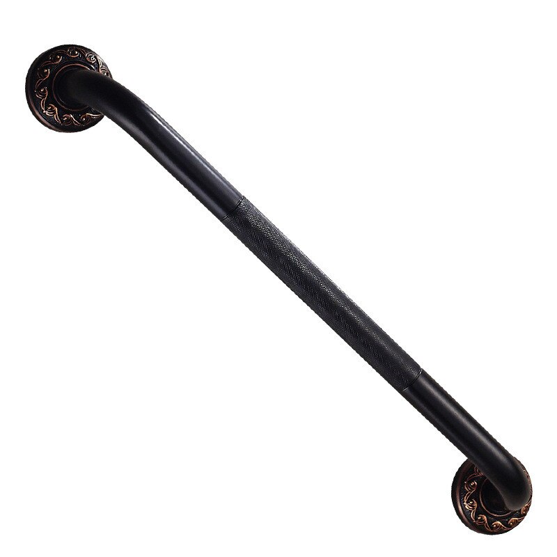 Anti-slip Bathtub Handrail Bathroom Tub Safety Grab Bar Black Antique Brass Carved Pattern Base Safety Handles Wall Mounted: Black