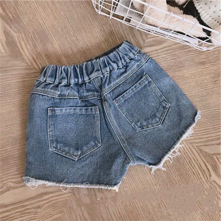 Short en denim pour filles, avec bords rugueux et trous, bas à la , P6042