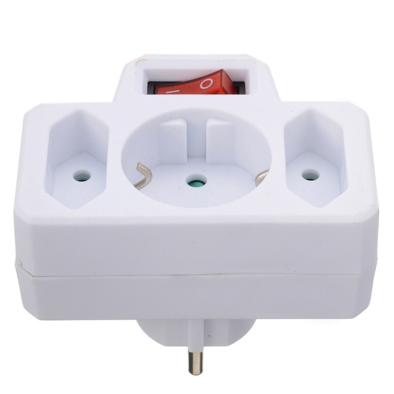 1Piece 3-way Plug Distributor Adapter Conversion Socket Plug EU Standard w/ switch 16A Multiple Plug
