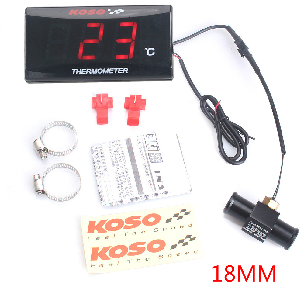 Universal Motorcycle Thermometer Instruments Water Temp Temperature Digital Display Meter Gauge Sensor Adapter For KOSO: MULTI