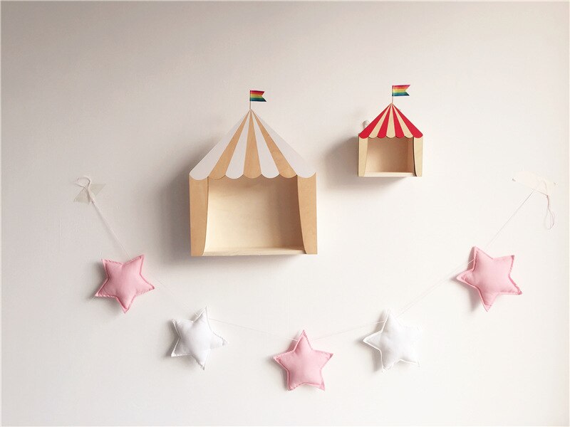 Nordic Baby Room Decoration Handmade Nursery Star Garlands Kids Room Wall Decorations Photography Props Baby Bed Accessories: Pink white