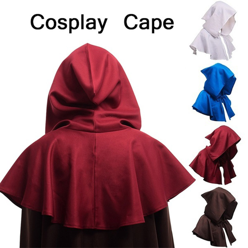 Unisex Vrouwen Mannen Bruin Zwart Hooded Halloween Mantel Middeleeuwse Ridders Cool Cape Cosplay Kostuum