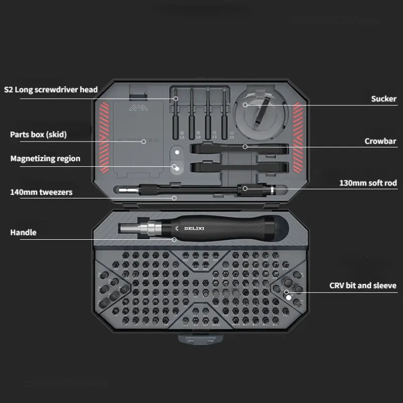 Juego de destornilladores Xiaomi DELIXI 145 en 1, brocas de destornillador magnético de precisión, Kit de reparación de destornillador manual inalámbrico, herramientas