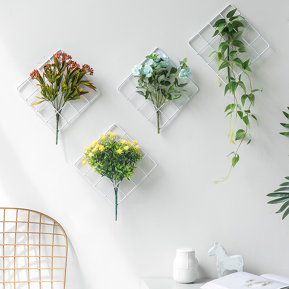 Ins Home Wall Decoration Iron Grid Decor Frame Hanging Rack Wall Display Art iron photo wall wrought iron square grid