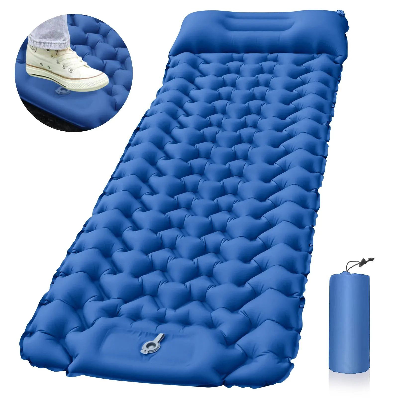 Colchoneta para dormir al aire libre, colchón inflable para acampar con almohadas, colchoneta de viaje, cama plegable, cojín de aire ultraligero para senderismo: Verde claro