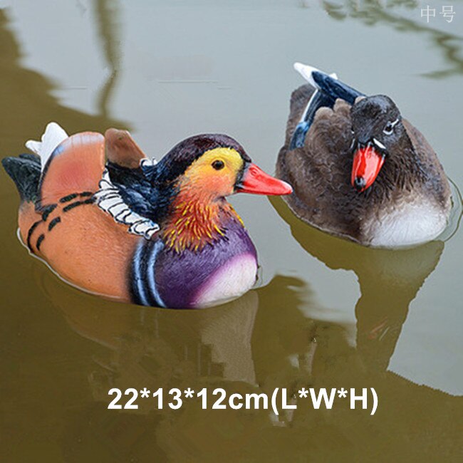 2pcs/lot Garden Ornaments Outdoor Floating Duck Lawn Pool Animal Craft Pond Resin Flamingo Miniature Figurines Decoration: A04