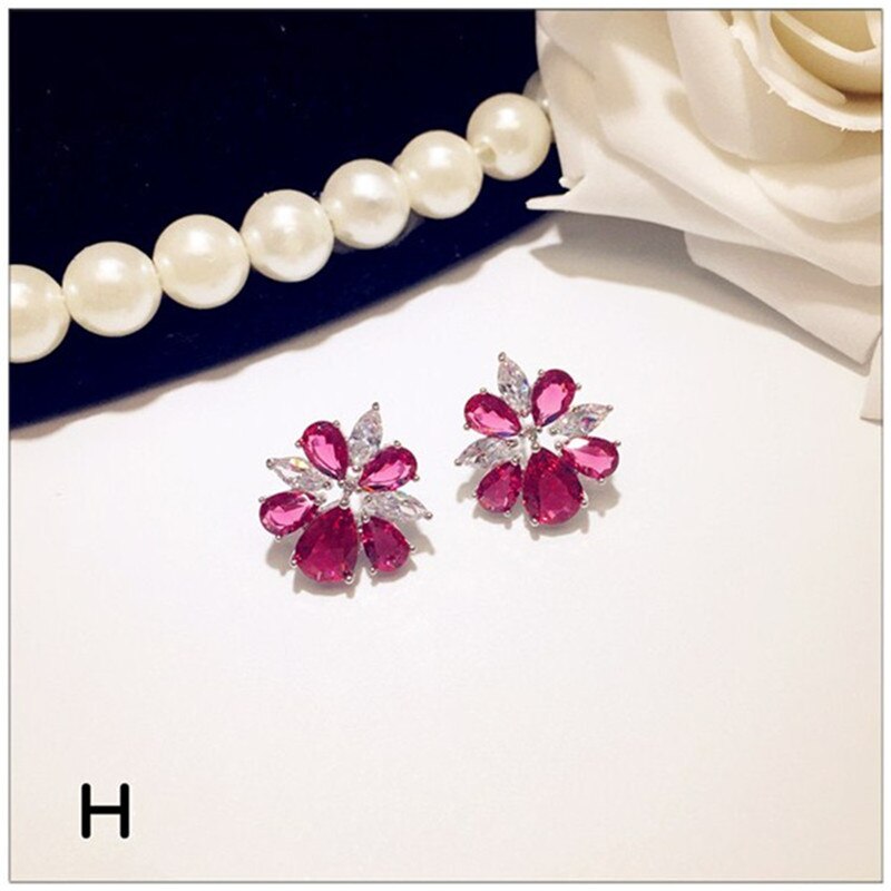 S925 Sterling Silber Tropfen Ohrringe Für Frauen Ohr Studs Feine Schmuck Luxus Red Zirkonia Temperament Brincos: H