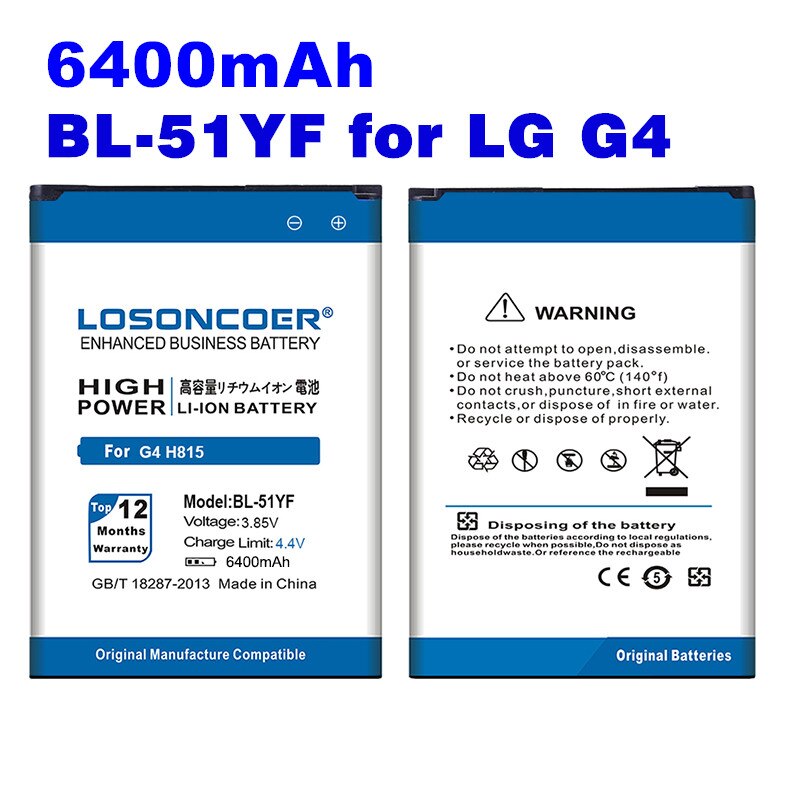 Losoncoe 5900 Mah BL-51YH BL-51YF Batterij Voor Lg G4 Batterij H815 H818 H819 VS999 F500 F500S F500K F500 V32 Telefoon bl 51YF