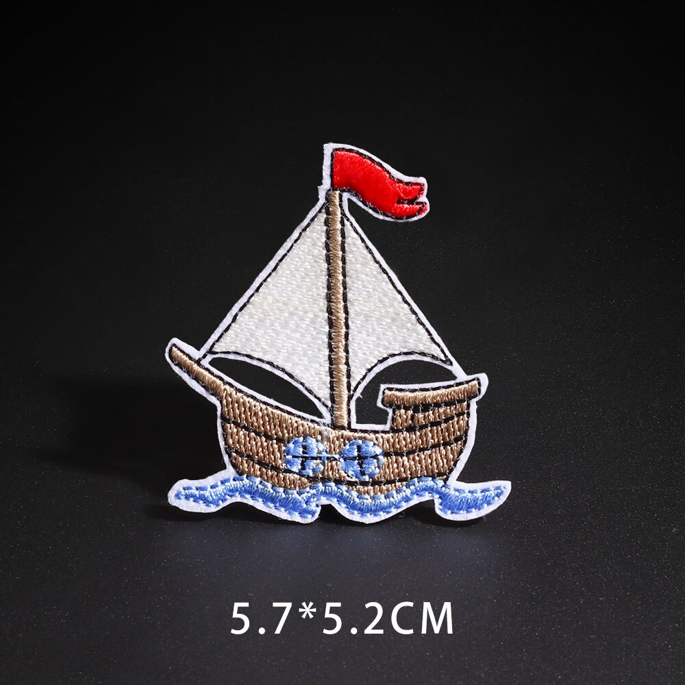 Piratenschip Badges Zeilen Serie Patches Voor Kleding Ijzer Op Anker Geborduurde Applique Badges Diy Kleding Accessoire: N5-BT8119