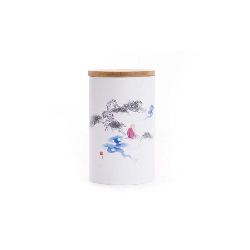 Decal Tea Cans Household Porcelain Sealed Tank Ceramic Tea Sets Candy Coffee Dried Fruit Storage Jar Moisture-proof Tea Caddy: color 1
