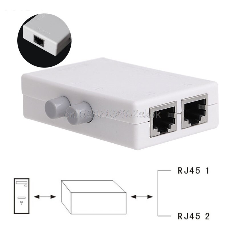 Mini 2 Port Ab Handleiding Netwerk Sharing Switch Box 2In 1/1In2 RJ45 Netwerk/Ethernet