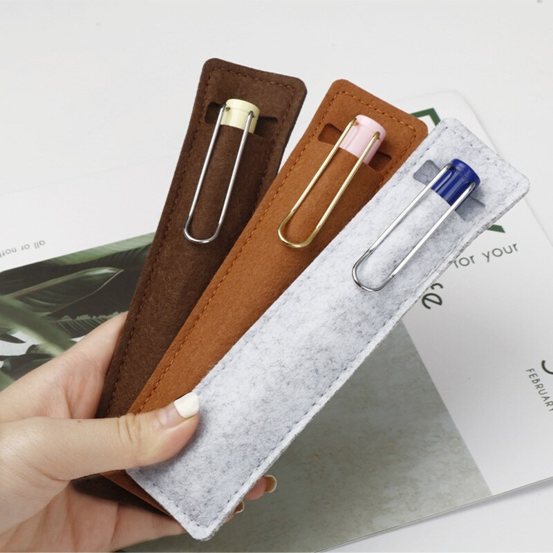 Felt Pen Case Holder Solid Color Fountain Pens Pouch Protective Sleeve Cover for Roller Ballpoint Gel Pen Pencil