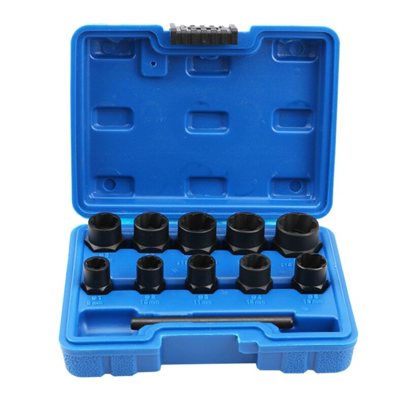 Impact Damaged Bolt Nut Screw Remover Extractor Socket Tool Kit Removal Set