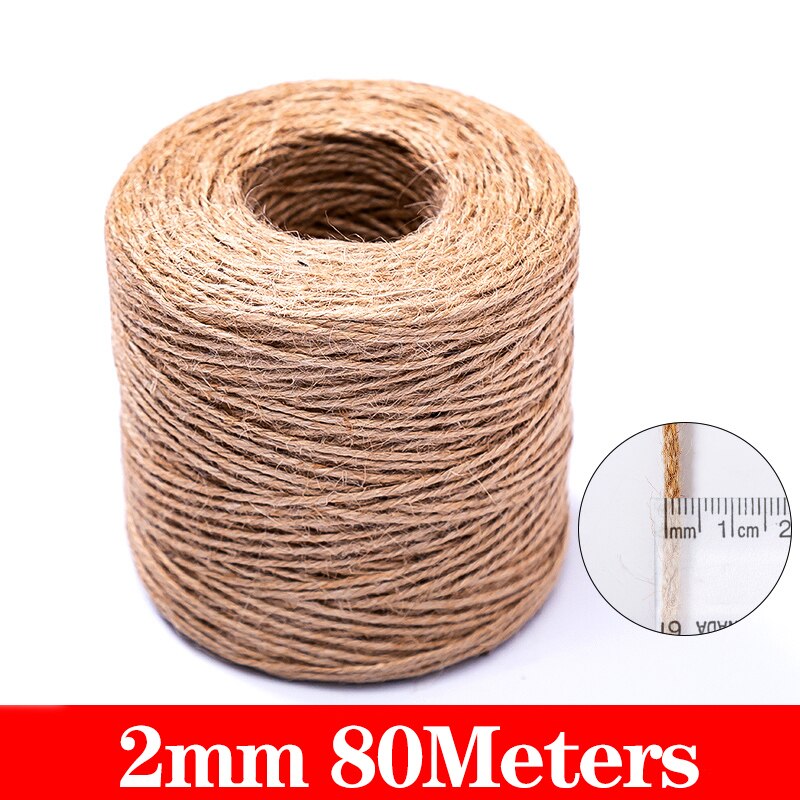 Cuerda de Yute Natural para decoración del hogar, hilo de yute para manualidades, costura hecha a mano, para , Navidad, 1mm-10mm: Jute 2mm 80Meters
