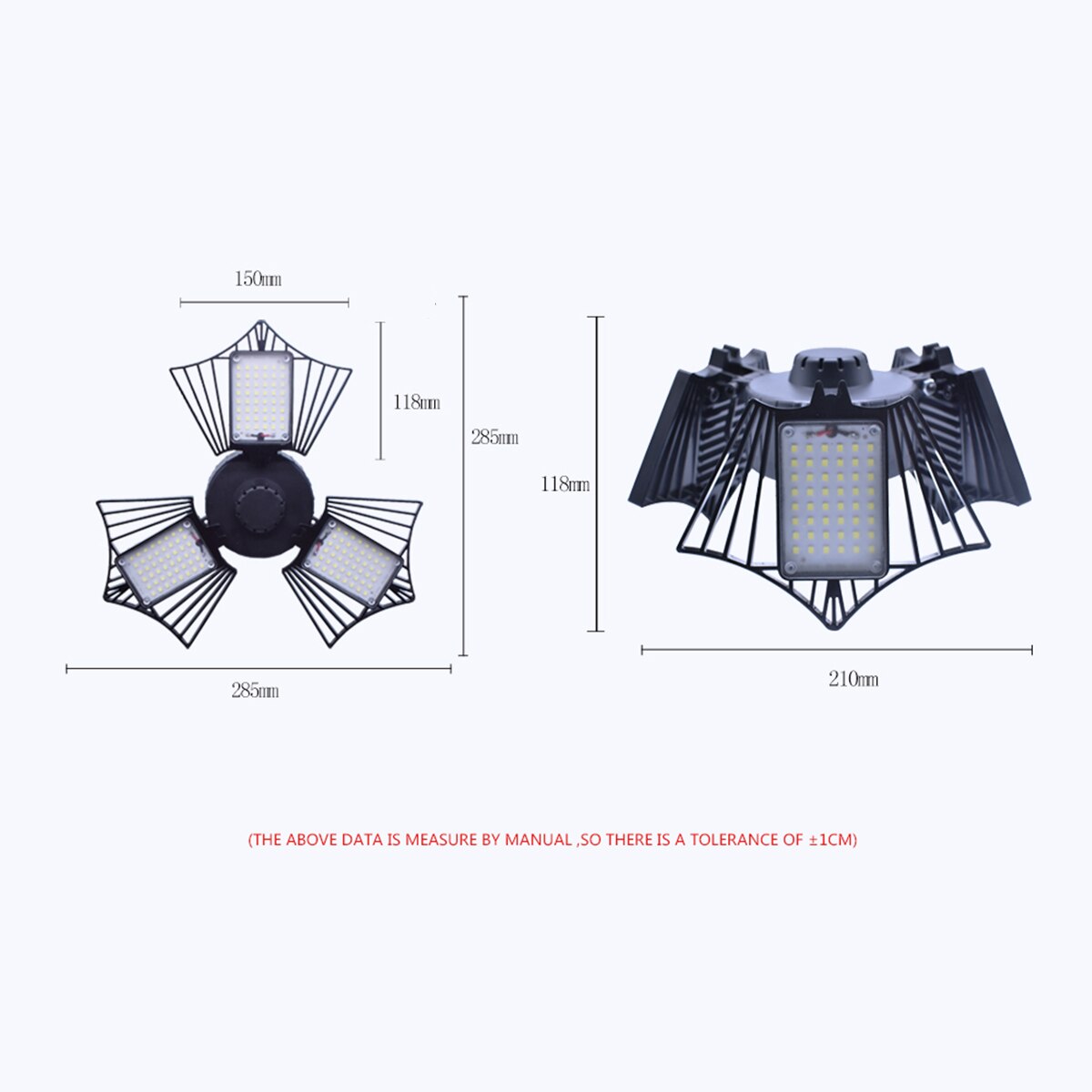Led garasjelys 100/80/60w e27 led lys treblads gruvelampe deformerbar sammenleggbar lampe 6000lm glødende lys industribelysning