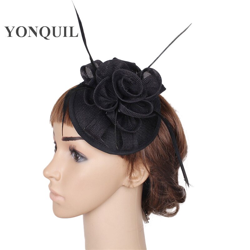 Zwarte chique fascinatorhoeden voor dames, chique hoofddeksels met haarclip, mesh-evenementhoofddeksel met bruiloftsaccessoires
