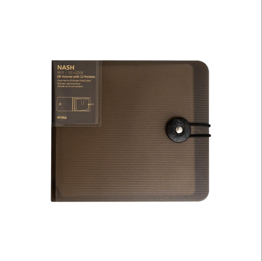 Étui de rangement Portable pour CD et DVD, 12 pièces, support de boîtes, sac à manches CD, boîte d&#39;album, étuis avec boucle: Transparent coffee