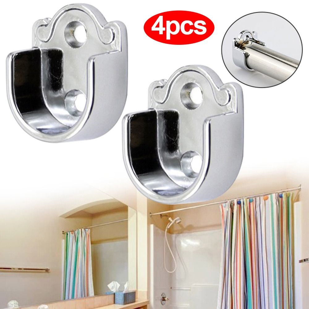 Thuis Douchegordijn 19/22/25Mm U-Vormige Kast Staaf Kleding Opknoping Gordijnroede Beugel Rail Houder Flens Stang Houder