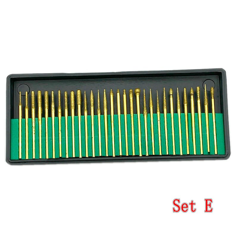 30 Pcs Diamond Nail Boor Dental Diamond Burs Boor Graveren Carving Polijsten Glas Jade Steen Boor Rotary Tool set