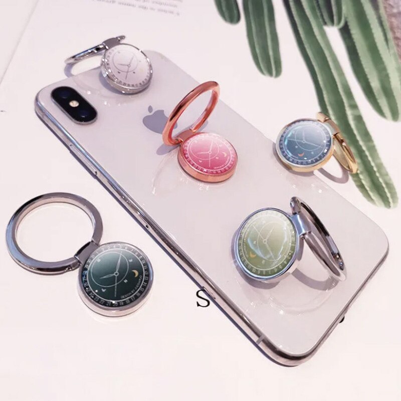 Small Fresh Mobile Phone Ring Holder Magnetic Car Bracket Tablet Stent Cute Watch Pattern Support Phone Stand for iphone X XS XR