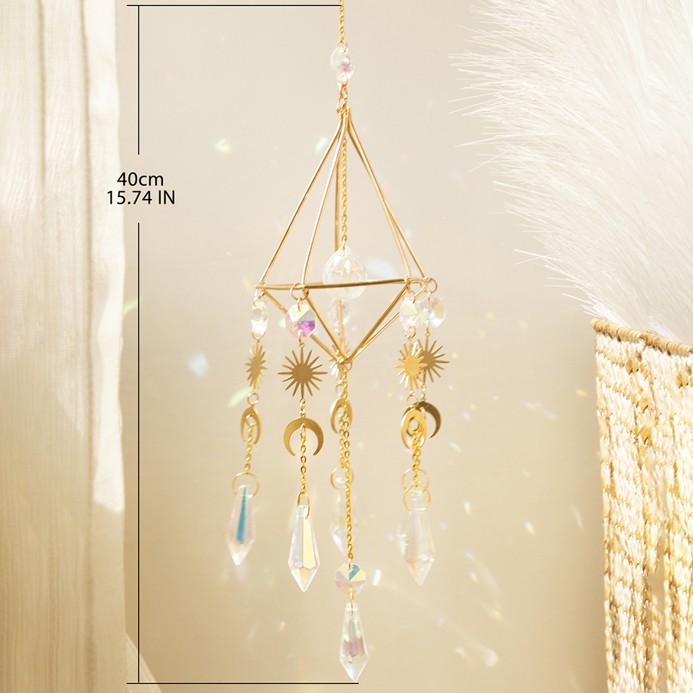 Suncatcher Zon en Maan Regenboog Kristal Zon Catcher Venster Hangende Decor Suncatcher Kristal Huis Tuin Ornamenten Outdoor