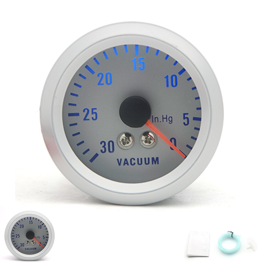 2Inch 52mm Universal Car Analog Vacuum Gauge 0-30 InHg LED Light Silver Face